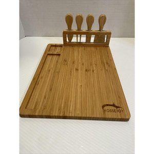 Hossejoy Bamboo Cheese 11" X 14" Charcuterie Board with Cutlery Set - NEW